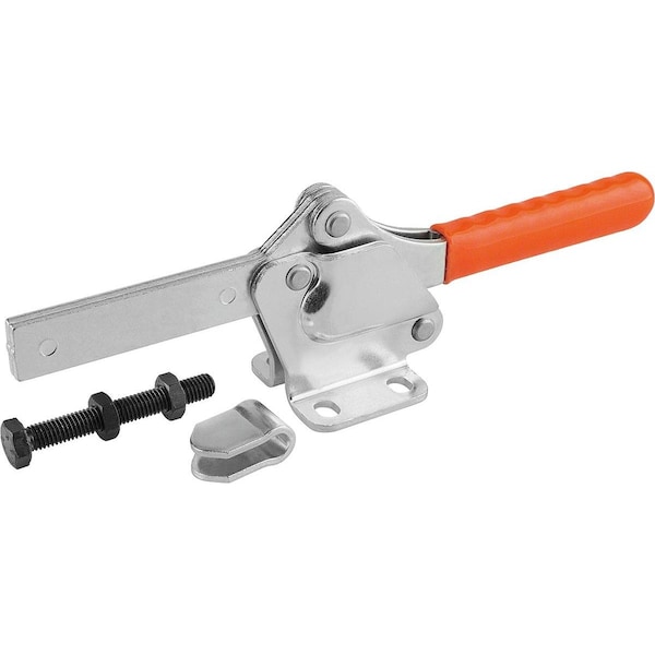 Toggle Clamp Standard Steel, Horizontal Foot, Comp:Plastic, Comp:Orange